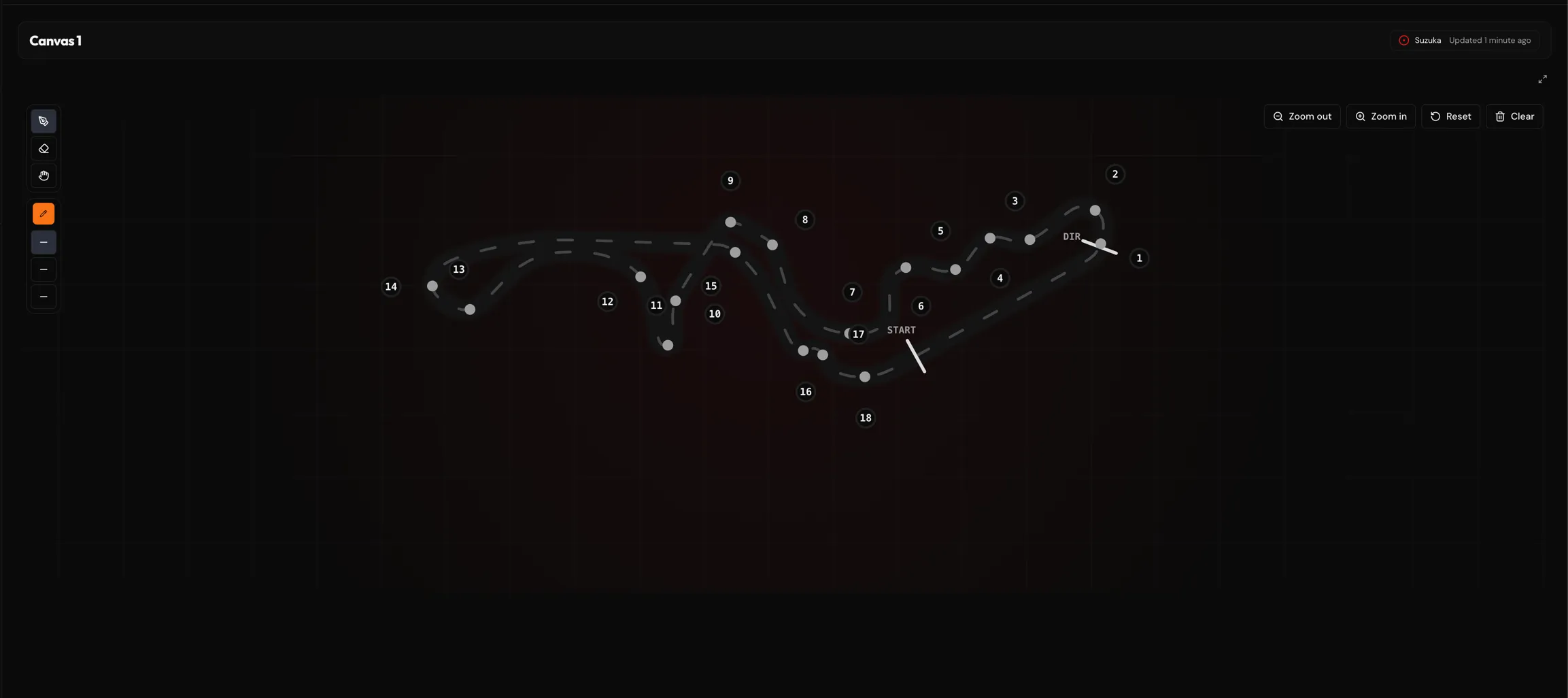 Track canvas with freehand circuit annotations.